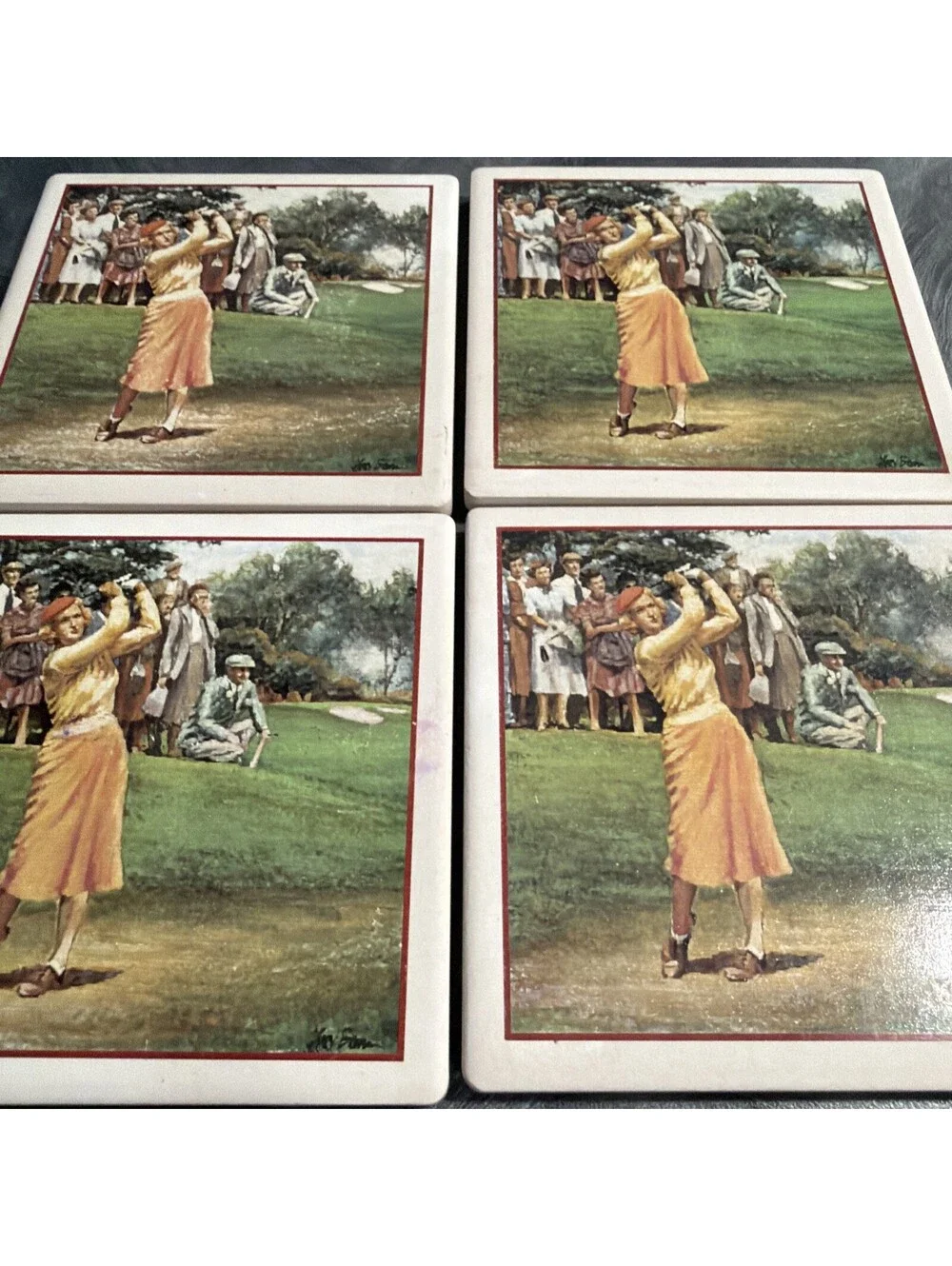 Vintage Golf Coasters Set Of 4